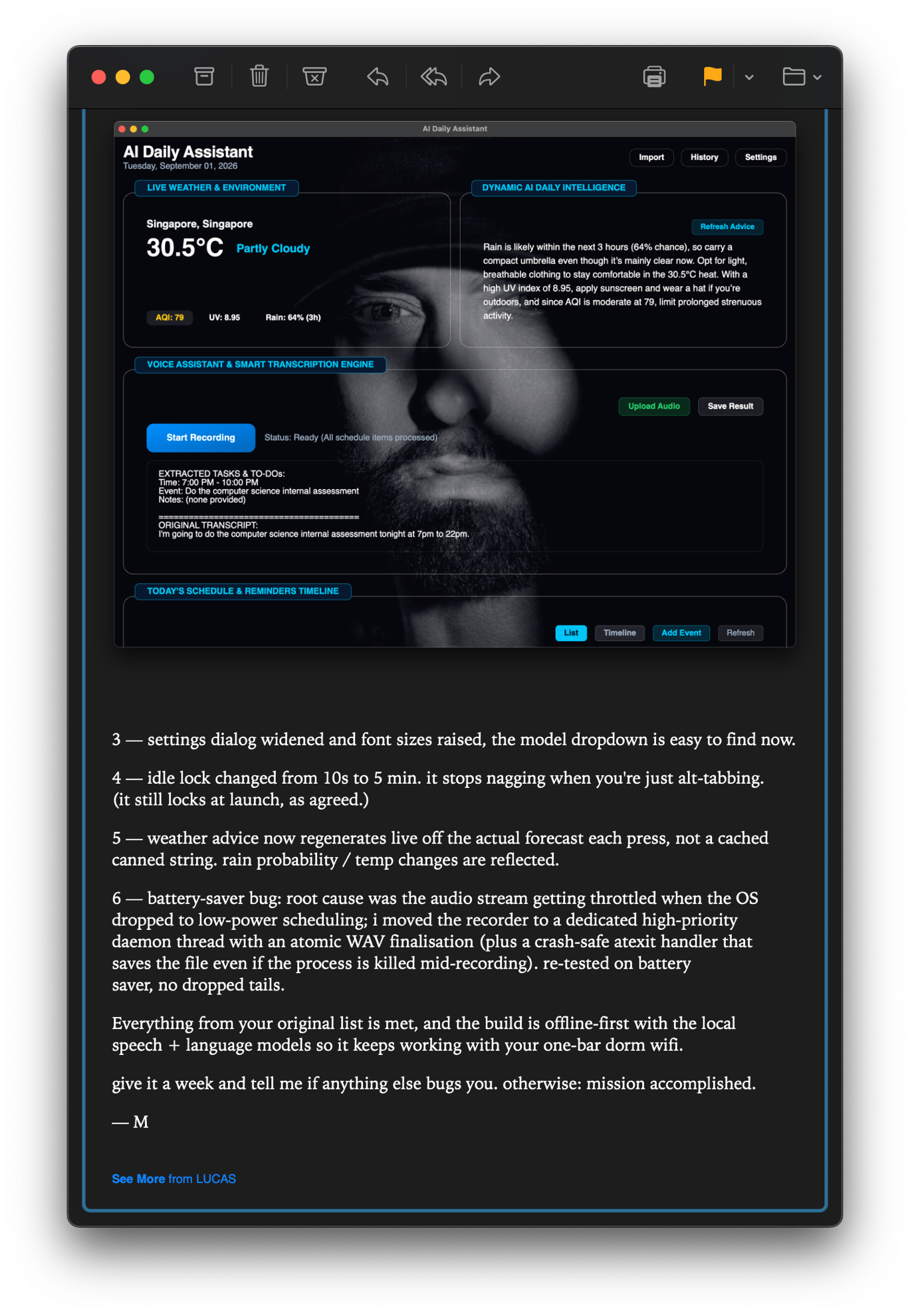 AI Daily Assistant Main Dashboard
