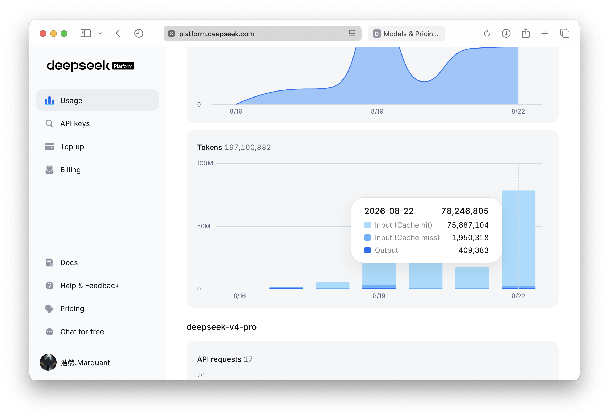 Marquant's DeepSeek Platform Usage Console